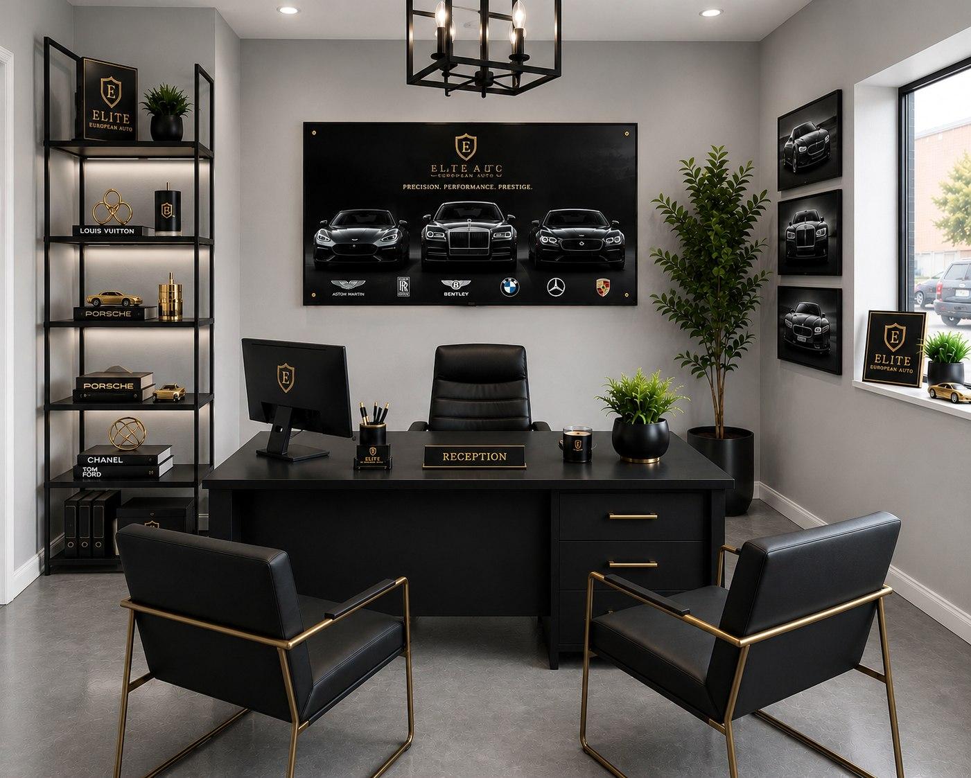Concept rendering: a luxury automotive showroom reception design
